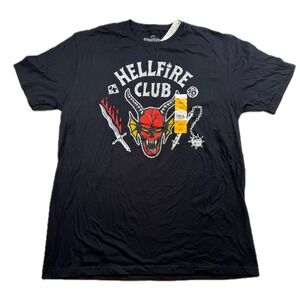 Netflix Stranger Things Hellfire Club Graphic T Shirt Black Mens Size Large